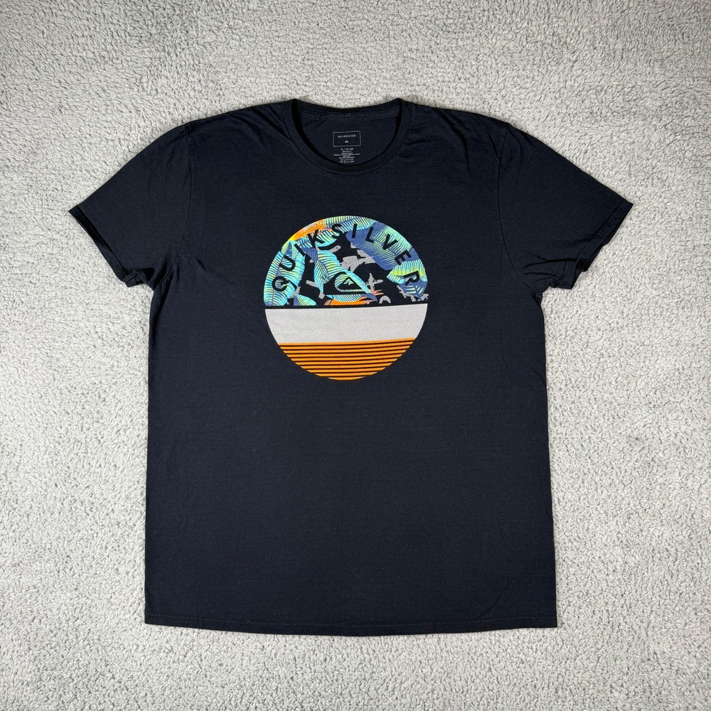 Quicksilver T-Shirt Men's Size XL Regular Fit Logo Crew Neck‎ Short Sleeve